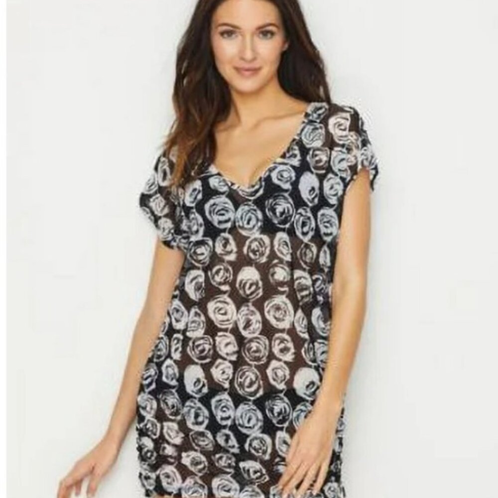 Anne Cole Coming Up Roses Mesh Tunic Cover-Up XS S